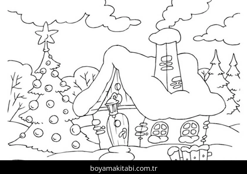 Noel boyama sayfası – keyifli zaman, renkli çizimler