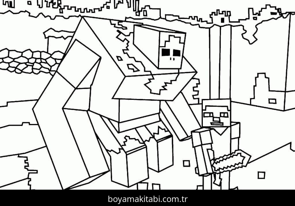 Minecraft boyama sayfası #245 – ilkokul öğrencileri için, hayal gücünü besler