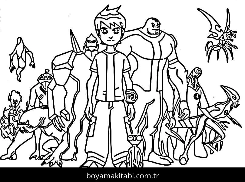 Ben 10 boyama sayfası – kolay boyama, eğitici aktivite