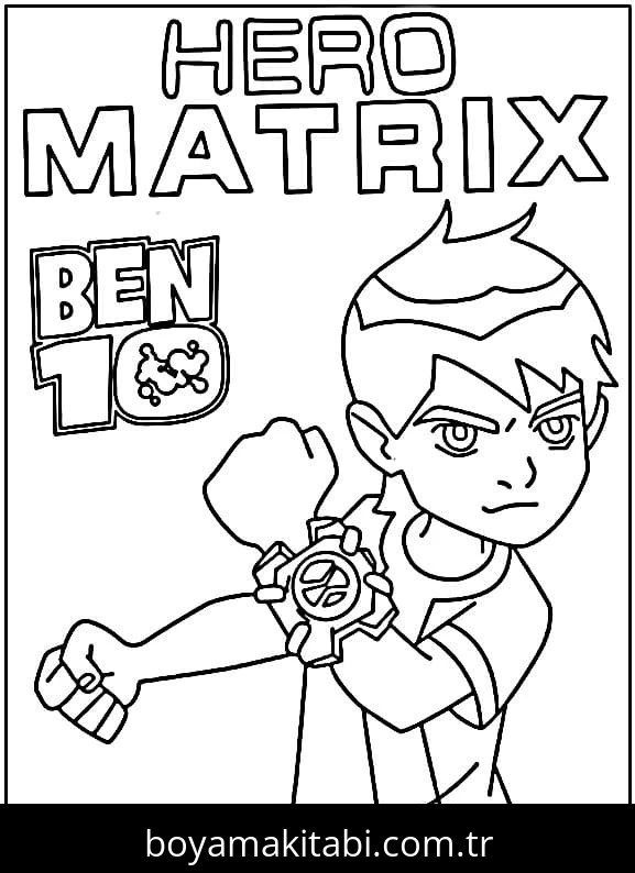 Ben 10 boyama sayfası – sevimli karakter, sanatsal çalışma