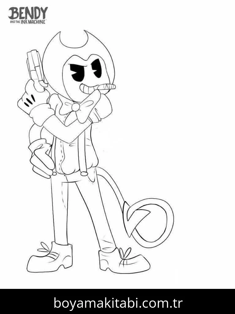 Bendy boyama sayfası – boyama çalışması, yaratıcılığı geliştirir
