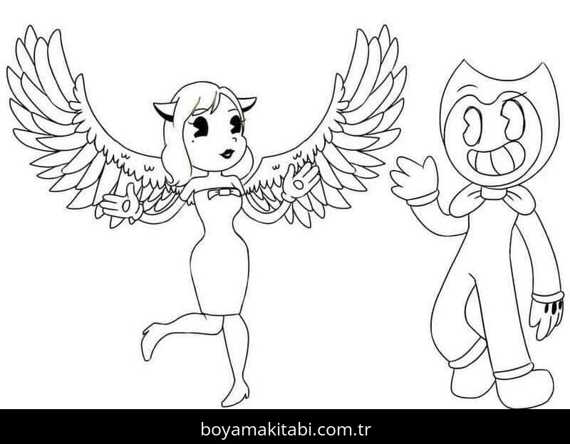 Bendy boyama sayfası – sevimli karakter, sanatsal çalışma