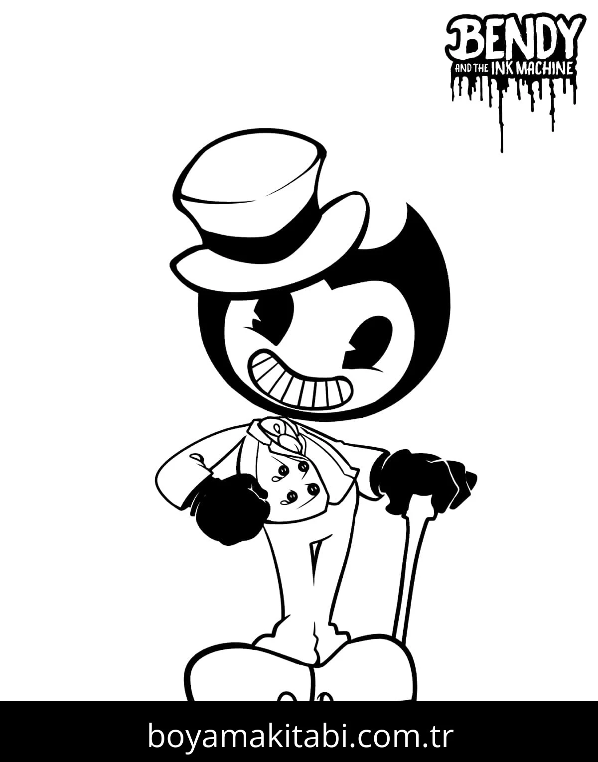 Bendy boyama sayfası – çocuk aktivitesi, PDF indir