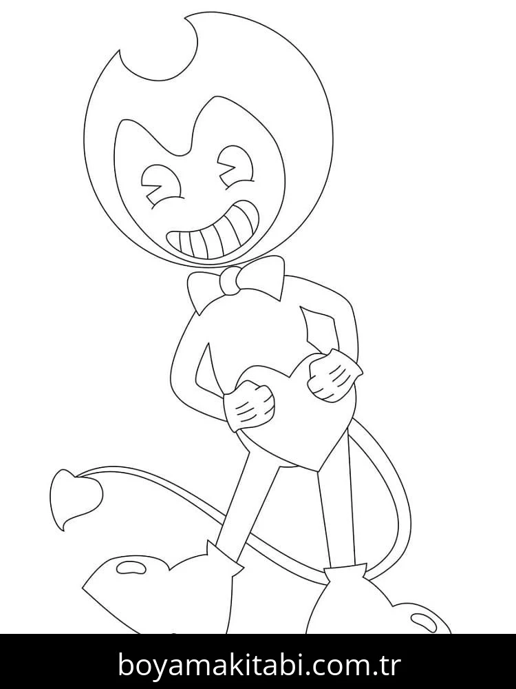 Bendy boyama sayfası – sevimli karakter, sanatsal çalışma