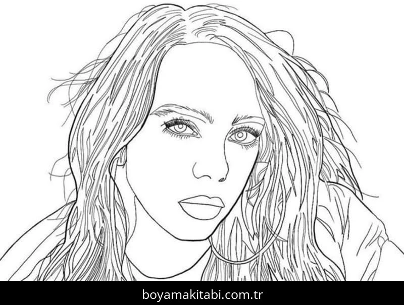 Billie Eilish boyama sayfası #2 – hayal gücünü besler, tamamen ücretsiz