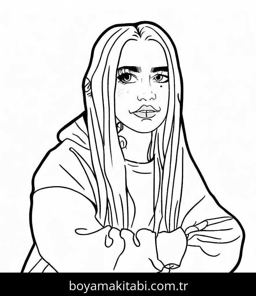 Billie Eilish boyama sayfası #6 – kolay indirilebilir, eğlenceli öğrenme deneyimi