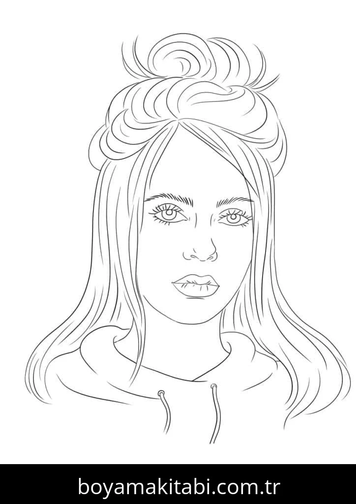Billie Eilish boyama sayfası #15 – PDF indir, sevimli karakter