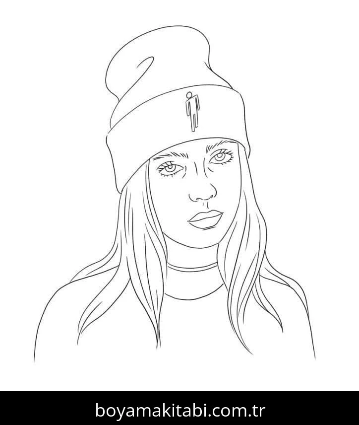 Billie Eilish boyama sayfası #16 – çocuklar için, çizgi film temalı