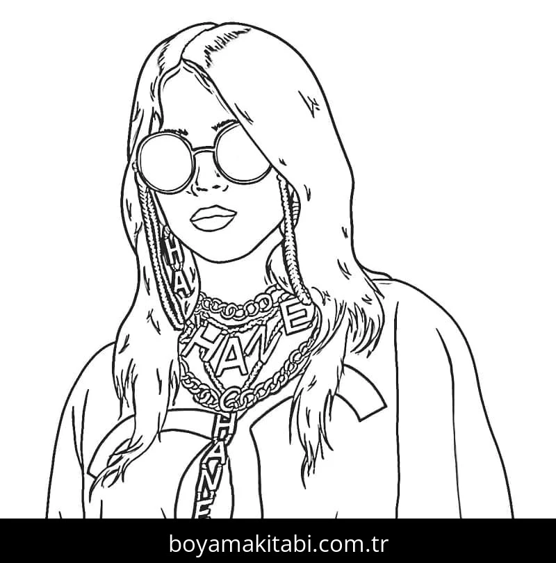Billie Eilish boyama sayfası #20 – okul öncesi, evde etkinlik