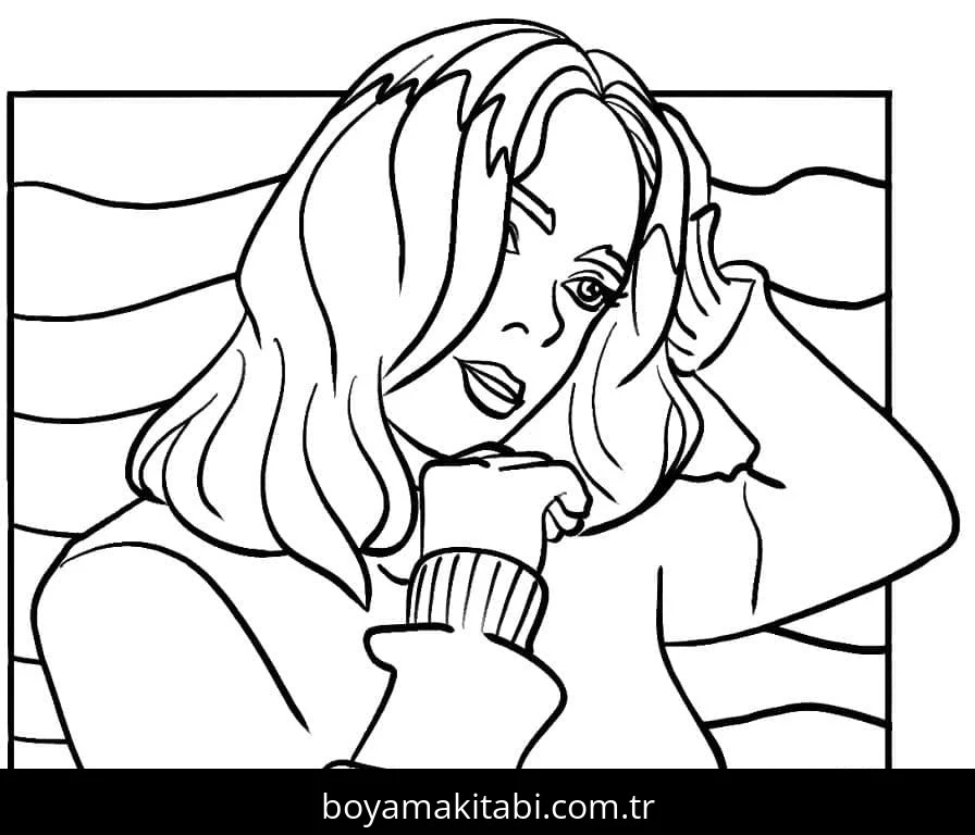 Billie Eilish boyama sayfası – keyifli zaman, renkli çizimler