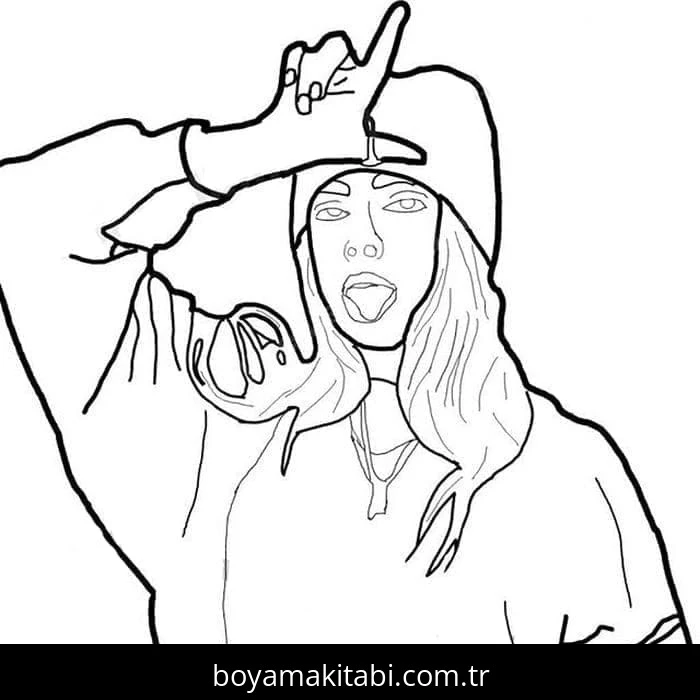 Billie Eilish boyama sayfası – ücretsiz yazdır, boyama etkinliği