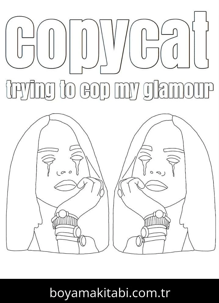 Billie Eilish boyama sayfası – çocuklar için, çizgi film temalı