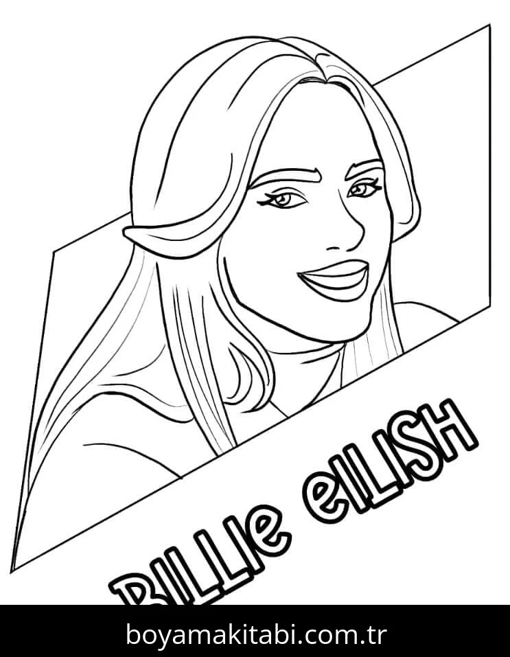 Billie Eilish boyama sayfası – sevimli karakter, sanatsal çalışma
