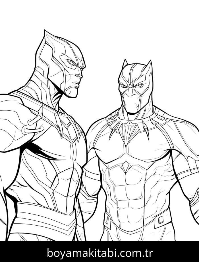 Black Panther boyama sayfası – basit çizim, kolay boyama