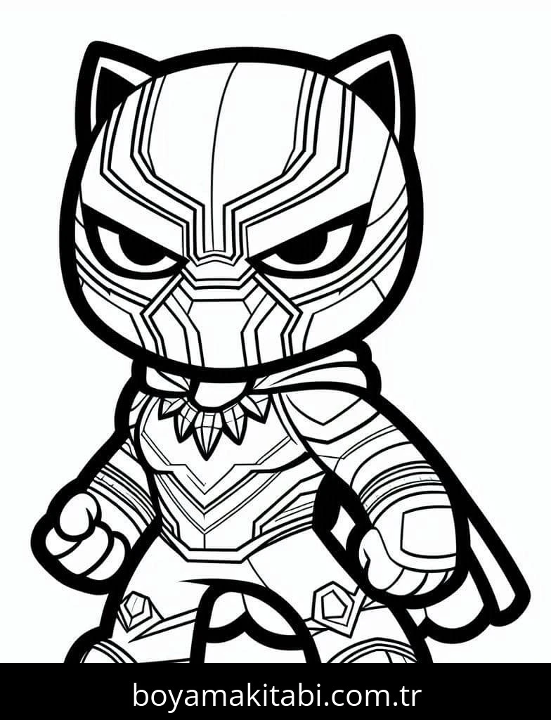 Black Panther boyama sayfası – renkli çizimler, okul öncesi