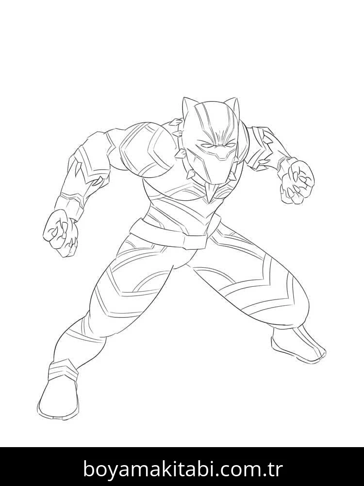 Black Panther boyama sayfası – kolay boyama, eğitici aktivite