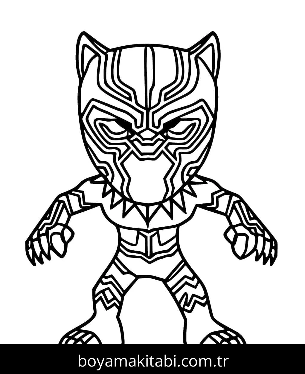 Black Panther boyama sayfası – sevimli karakter, sanatsal çalışma