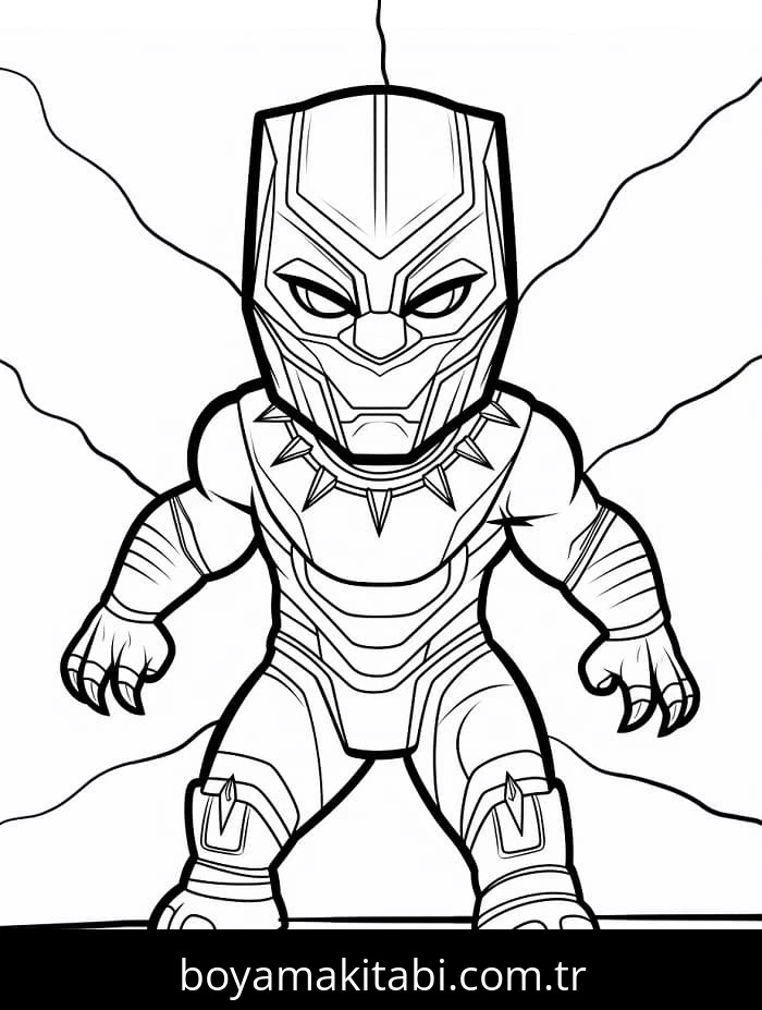 Black Panther boyama sayfası – el becerilerini geliştirir, boyama çalışması