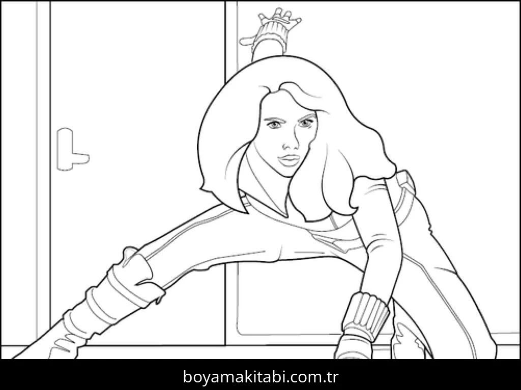 Black Widow boyama sayfası – çocuklar için, çizgi film temalı