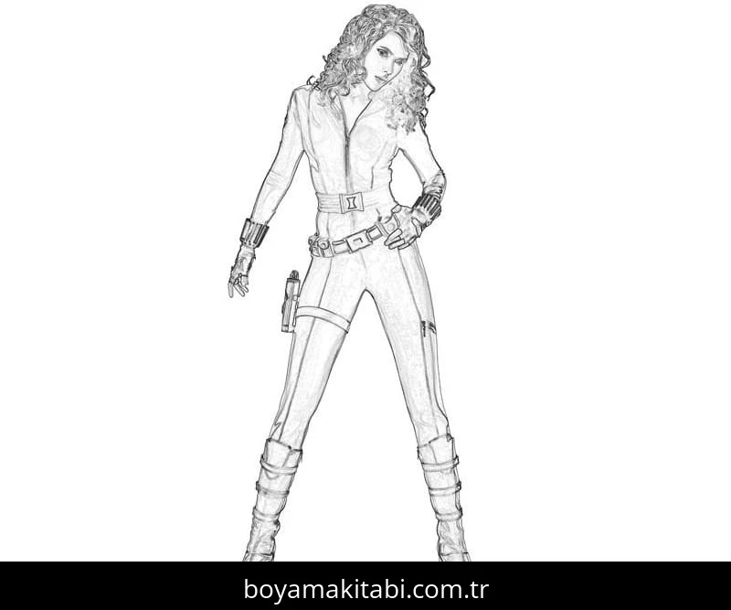 Black Widow boyama sayfası – boyama etkinliği, çocuk aktivitesi