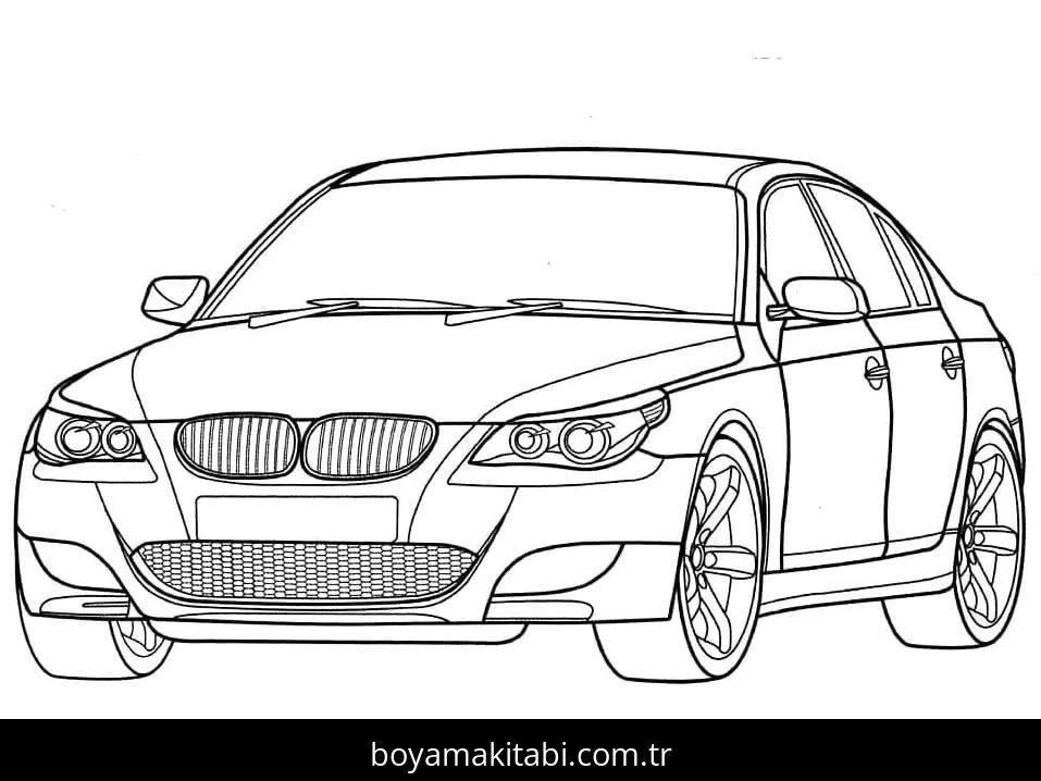 BMW boyama sayfası – çizgi film temalı, basit çizim