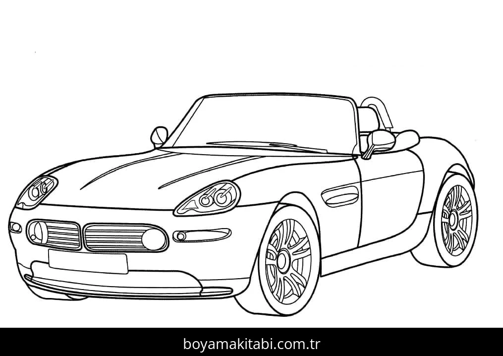 BMW boyama sayfası – basit çizim, kolay boyama
