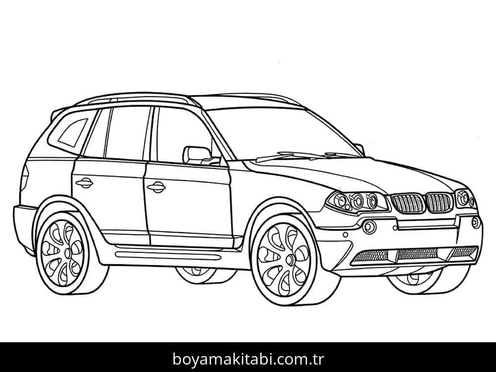 BMW boyama sayfası – PDF indir, sevimli karakter