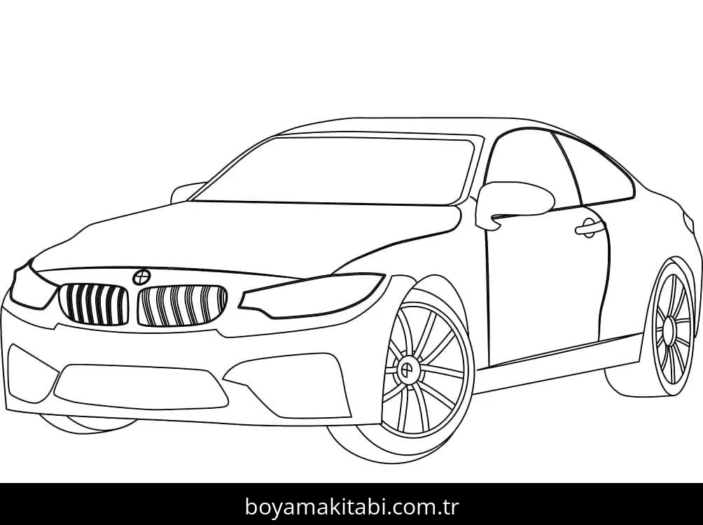 BMW boyama sayfası – çocuklar için, çizgi film temalı