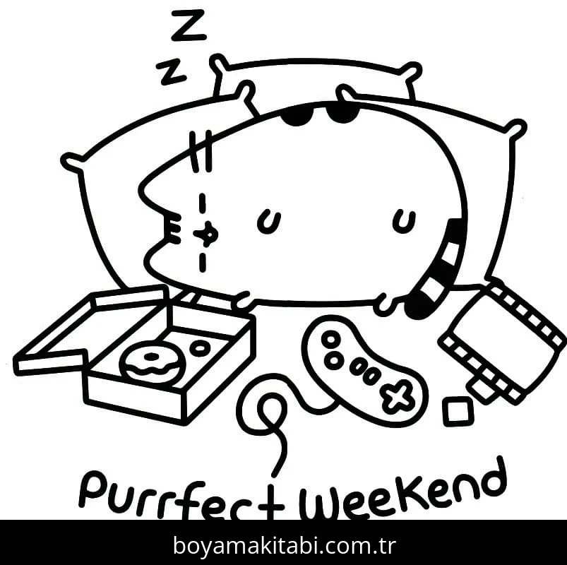 Pusheen boyama sayfası – eğlenceli etkinlik, el becerilerini geliştirir