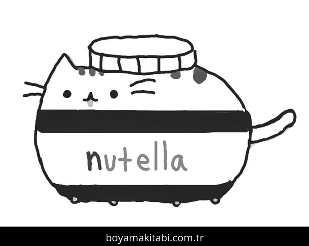 Pusheen boyama sayfası – sanatsal çalışma, çocuklar için