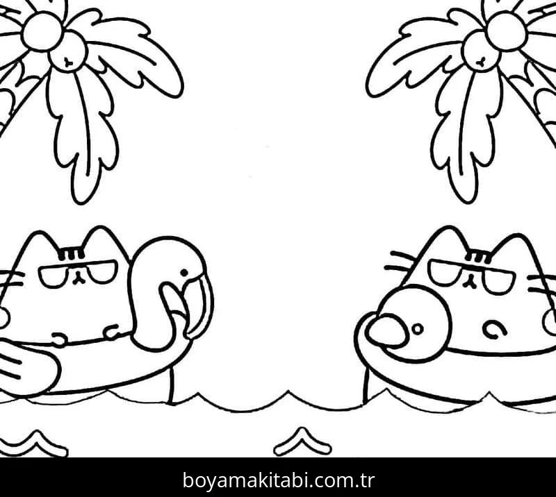 Pusheen boyama sayfası – PDF indir, sevimli karakter