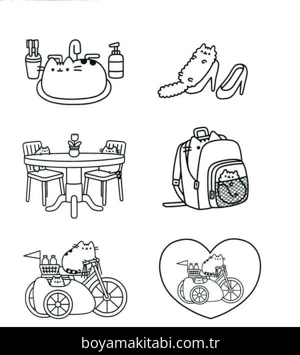 Pusheen boyama sayfası – çocuklar için, çizgi film temalı