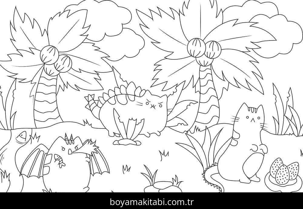 Pusheen boyama sayfası – eğlenceli etkinlik, el becerilerini geliştirir