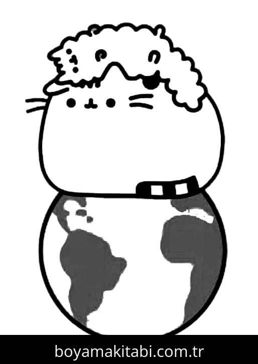 Pusheen boyama sayfası – el becerilerini geliştirir, boyama çalışması