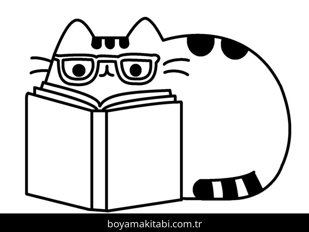 Pusheen boyama sayfası – kolay boyama, eğitici aktivite