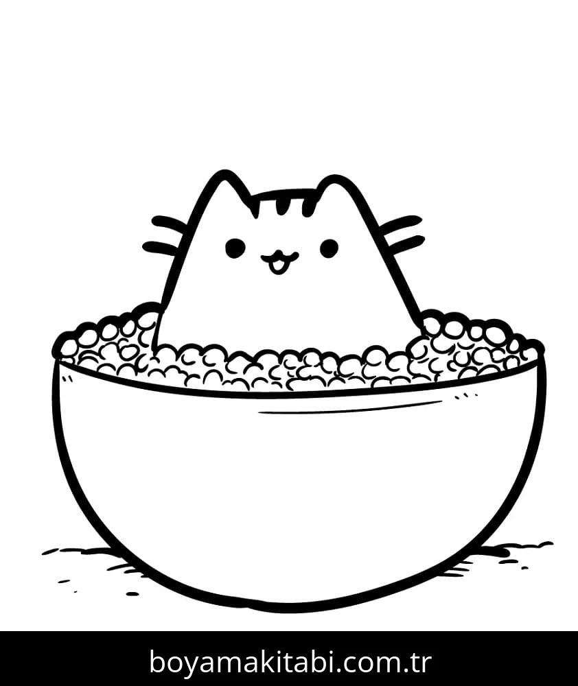 Pusheen boyama sayfası – boyama etkinliği, çocuk aktivitesi