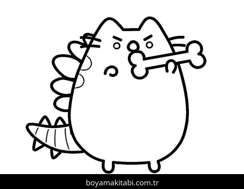 Pusheen boyama sayfası – sanatsal çalışma, çocuklar için