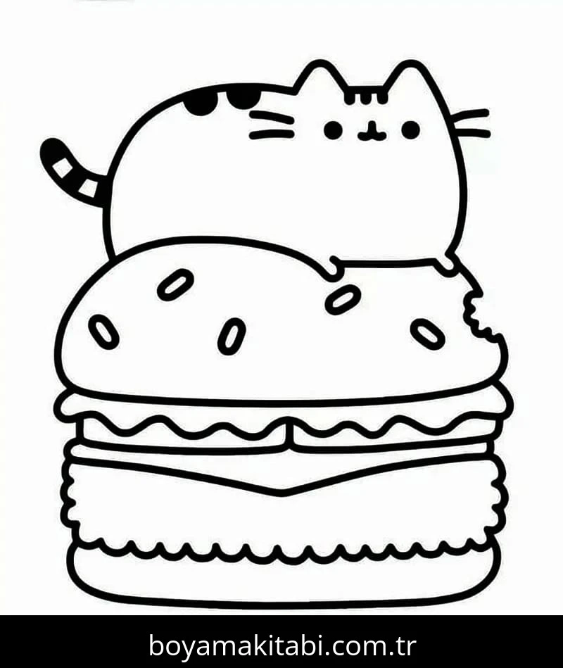 Pusheen boyama sayfası – yaratıcılık, eğlenceli etkinlik