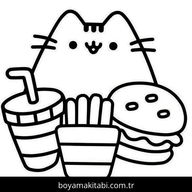 Pusheen boyama sayfası – renkli çizimler, okul öncesi