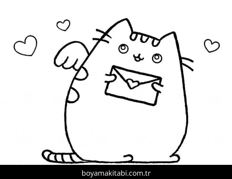 Pusheen boyama sayfası – ücretsiz yazdır, boyama etkinliği