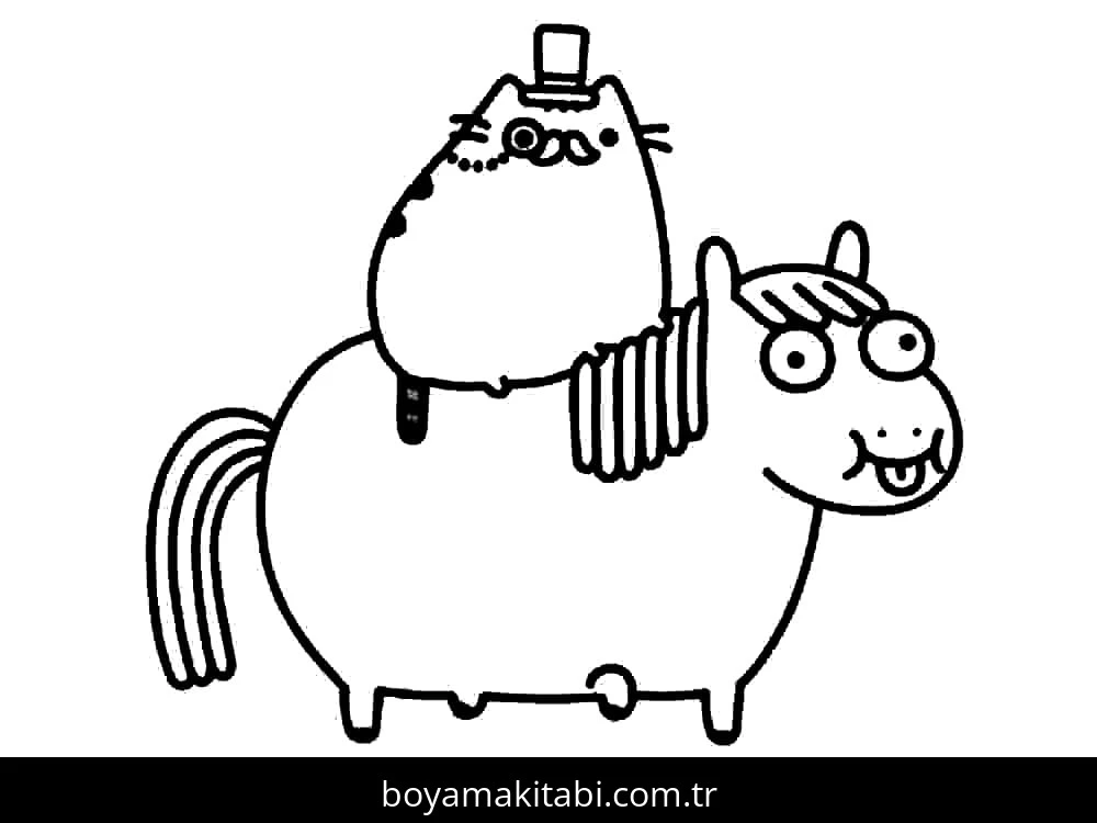 Pusheen boyama sayfası – PDF indir, sevimli karakter