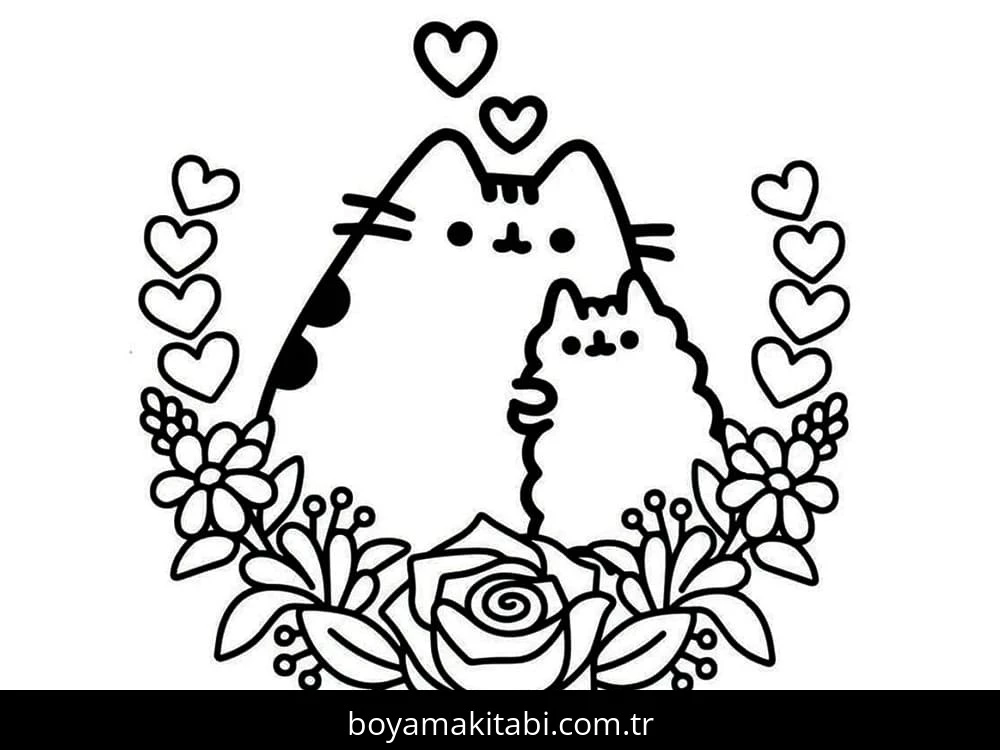 Pusheen boyama sayfası – kolay boyama, eğitici aktivite