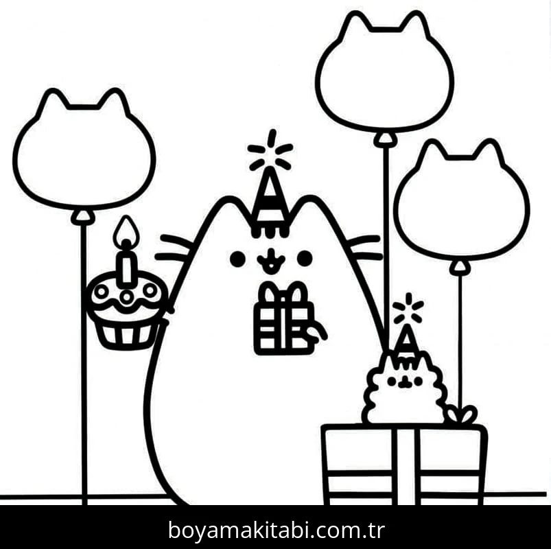 Pusheen boyama sayfası – yaratıcılığı geliştirir, keyifli zaman