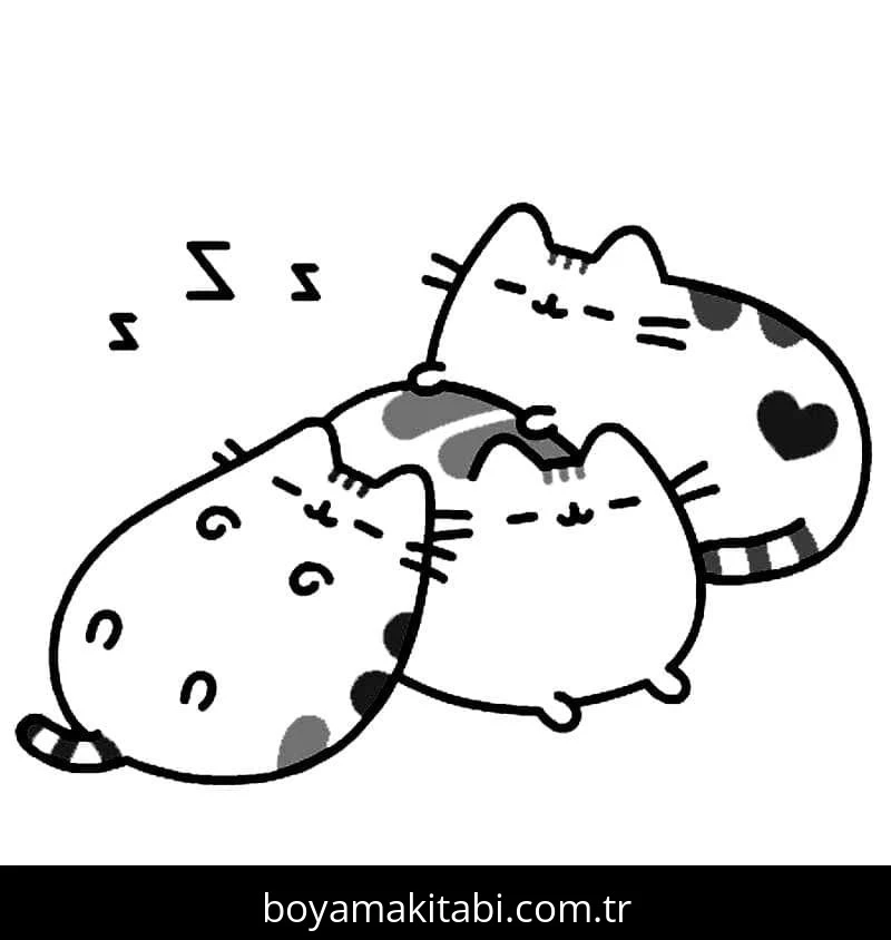 Pusheen boyama sayfası – okul öncesi, evde etkinlik