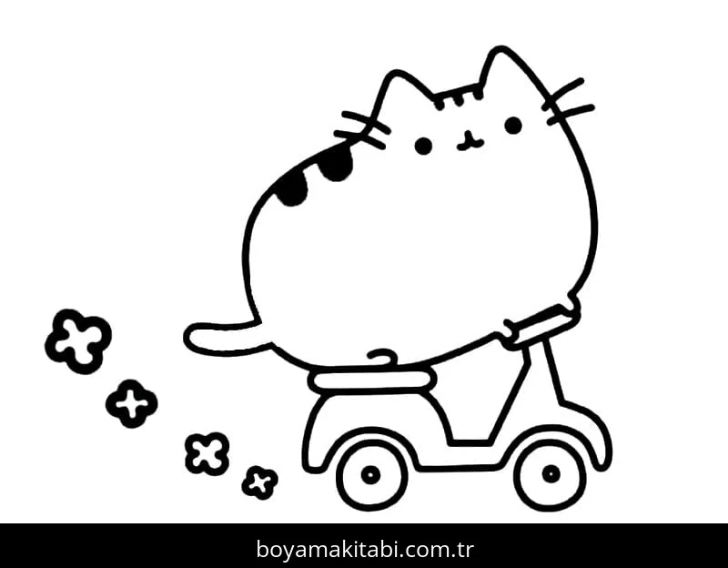 Pusheen boyama sayfası – çizgi film temalı, basit çizim