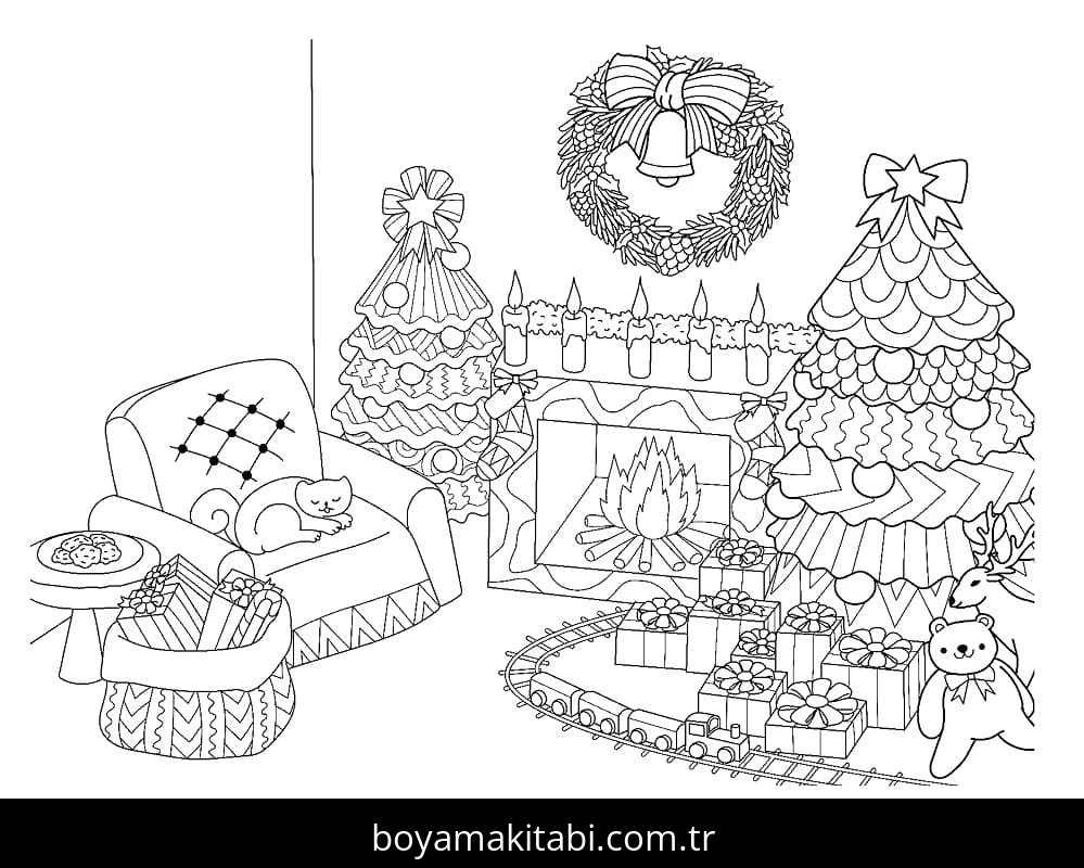 Noel Ağacı boyama sayfası – eğlenceli etkinlik, el becerilerini geliştirir
