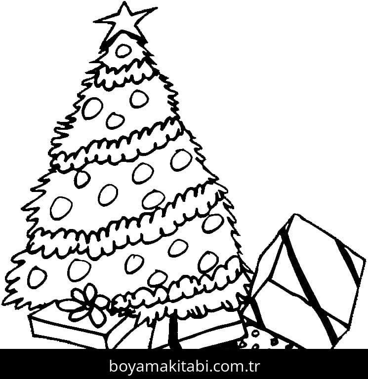 Noel Ağacı boyama sayfası – okul öncesi, evde etkinlik