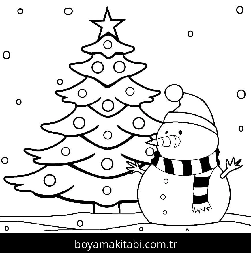 Noel Ağacı boyama sayfası – el becerilerini geliştirir, boyama çalışması
