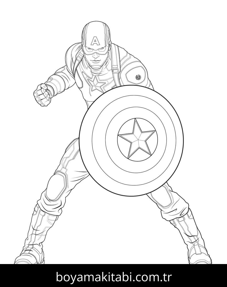 Captain America boyama sayfası – eğitici aktivite, yaratıcılık