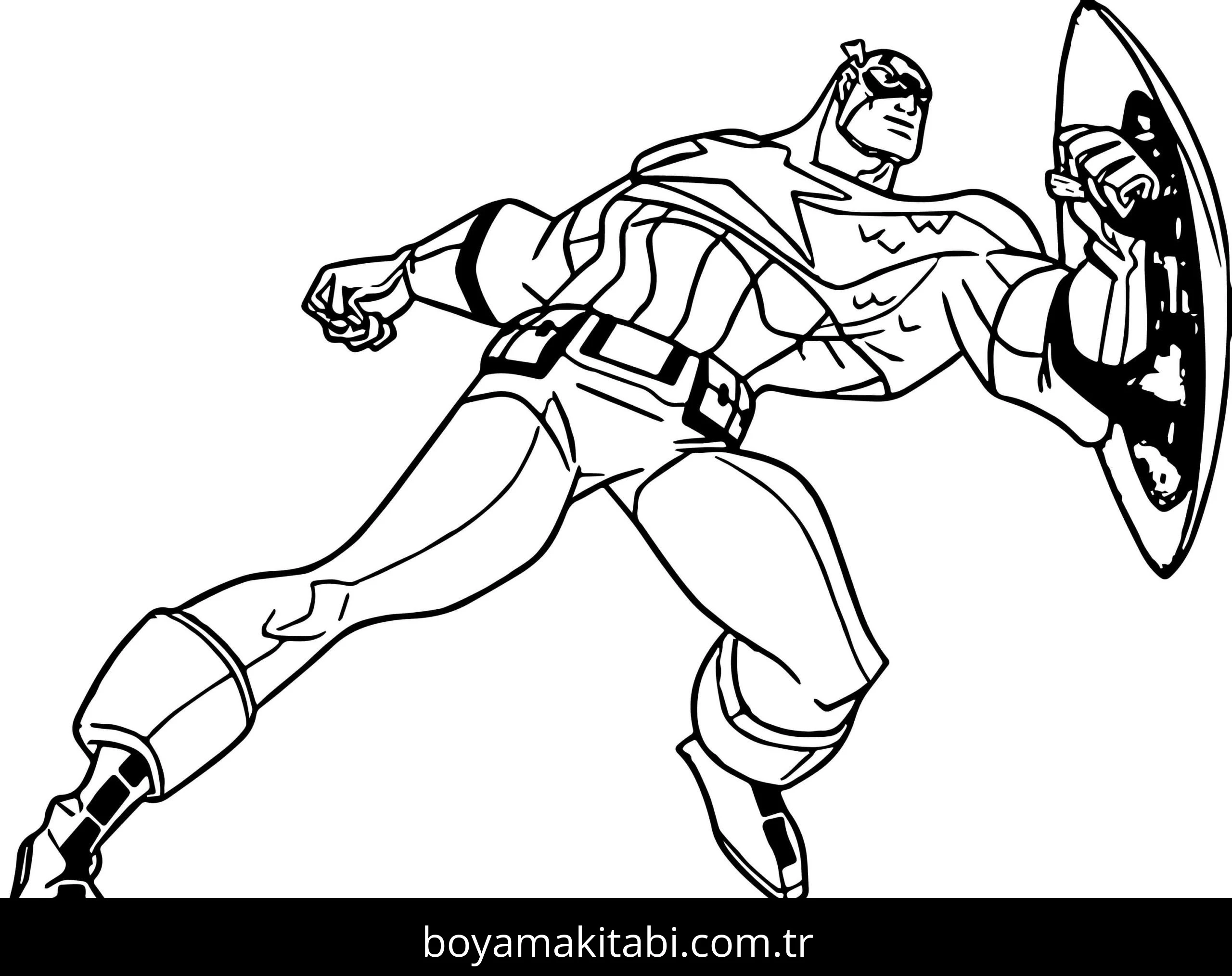 Captain America boyama sayfası – el becerilerini geliştirir, boyama çalışması